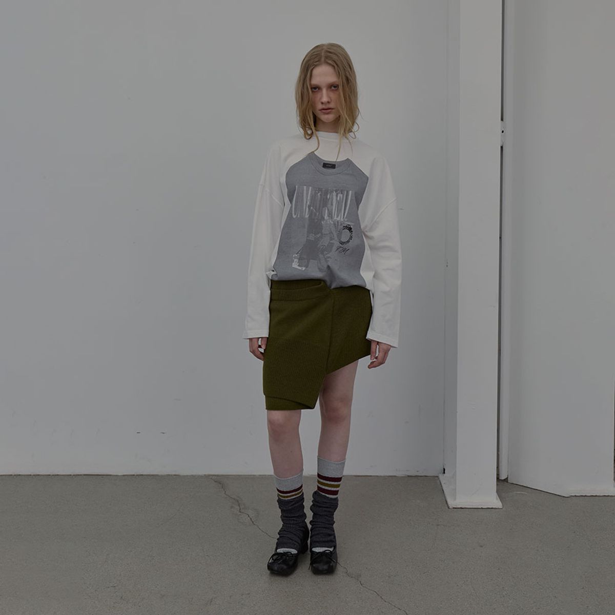 엘씨디씨티엠(LCDC™) DOUBLE LAYER KNIT SKIRT (KHAKI)
