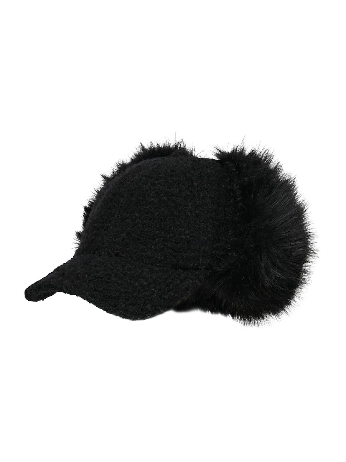 포에지담(POESIEDAME) SHAGGY EARFLAP CAP IN BOUCLE BLACK
