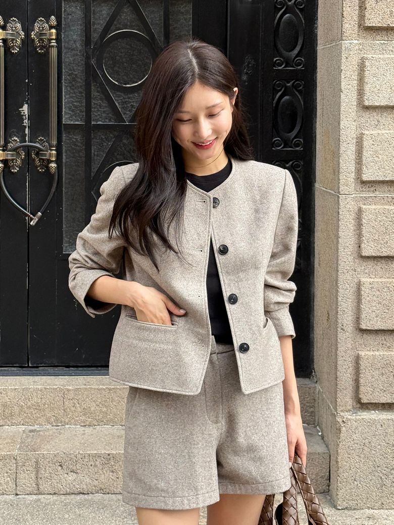 비플랫 울 라운드 자켓 (Beige)
