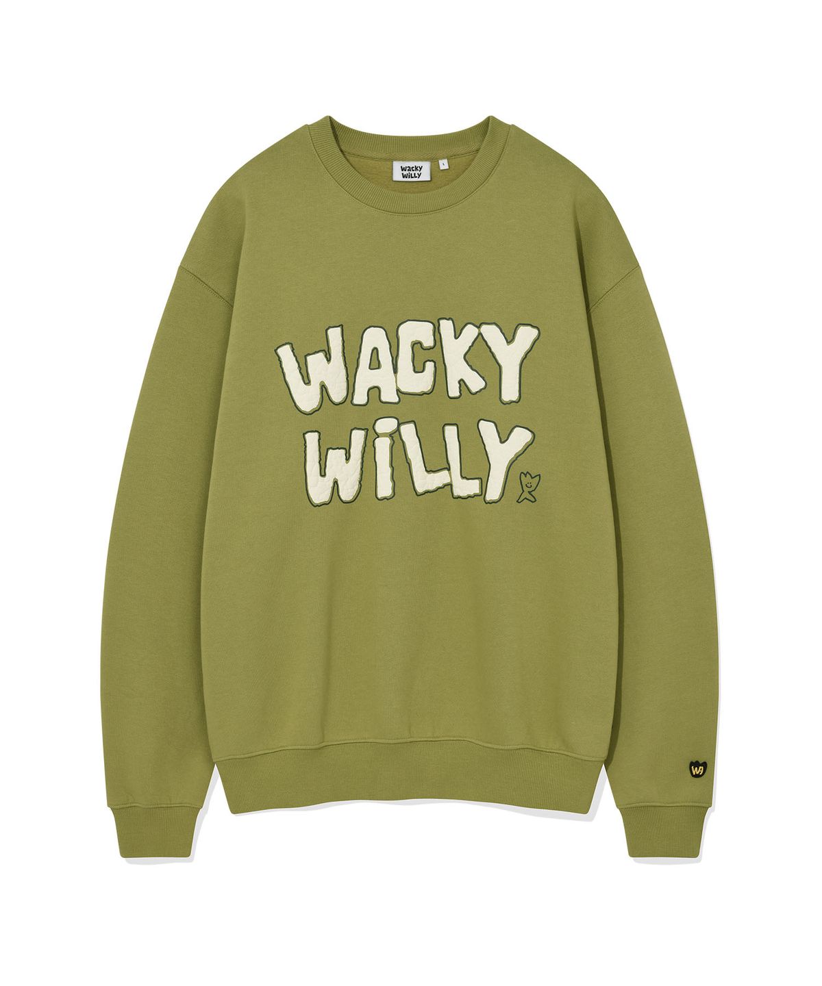 와키윌리(WACKY WILLY) 부클 자수 맨투맨 그린