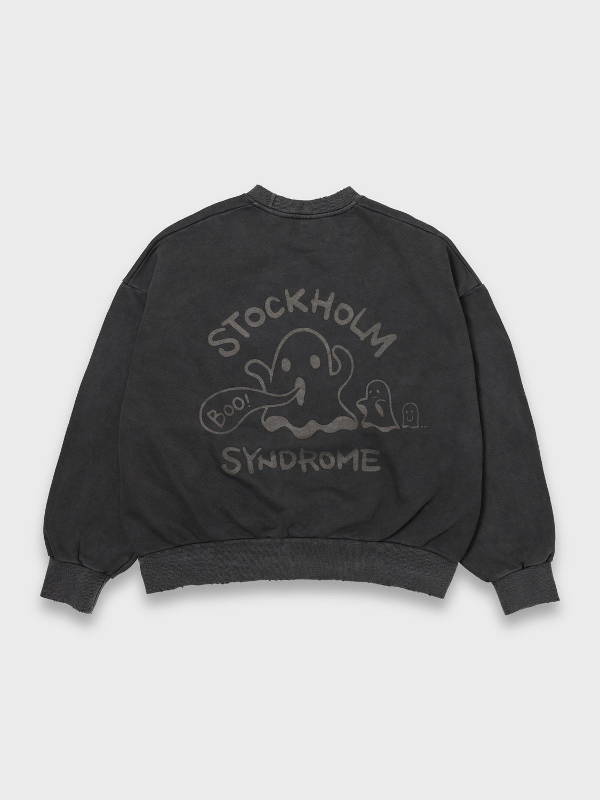 스톡홀름 신드롬(STOCKHOLM SYNDROME) 고스트 스웨트셔츠 피그먼트 다이드 - 차콜