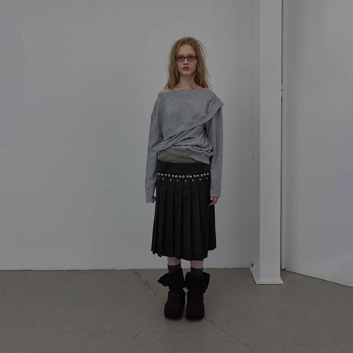엘씨디씨티엠(LCDC™) LAYERED DETAIL JERSEY TOP (MELANGE GREY)