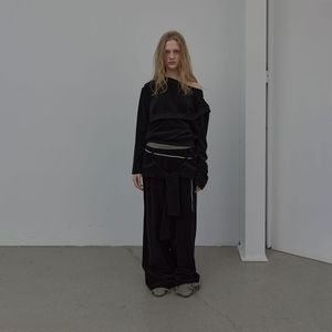 TIED DETAIL JERSEY PANTS (BLACK)