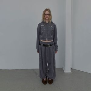 SPARKLE WAFFLE PANTS (MELANGE GREY)