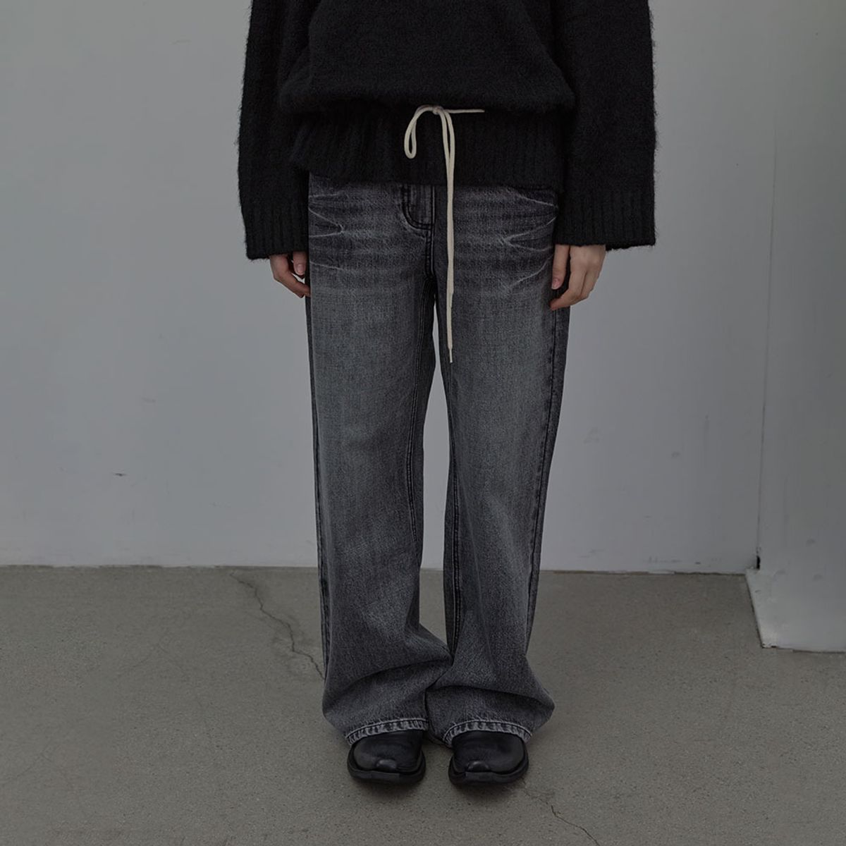 엘씨디씨티엠(LCDC™) WIDE-LEG WASHED DENIM (BLACK)