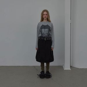 COTTON TAILORED MIDI SKIRT (BLACK)