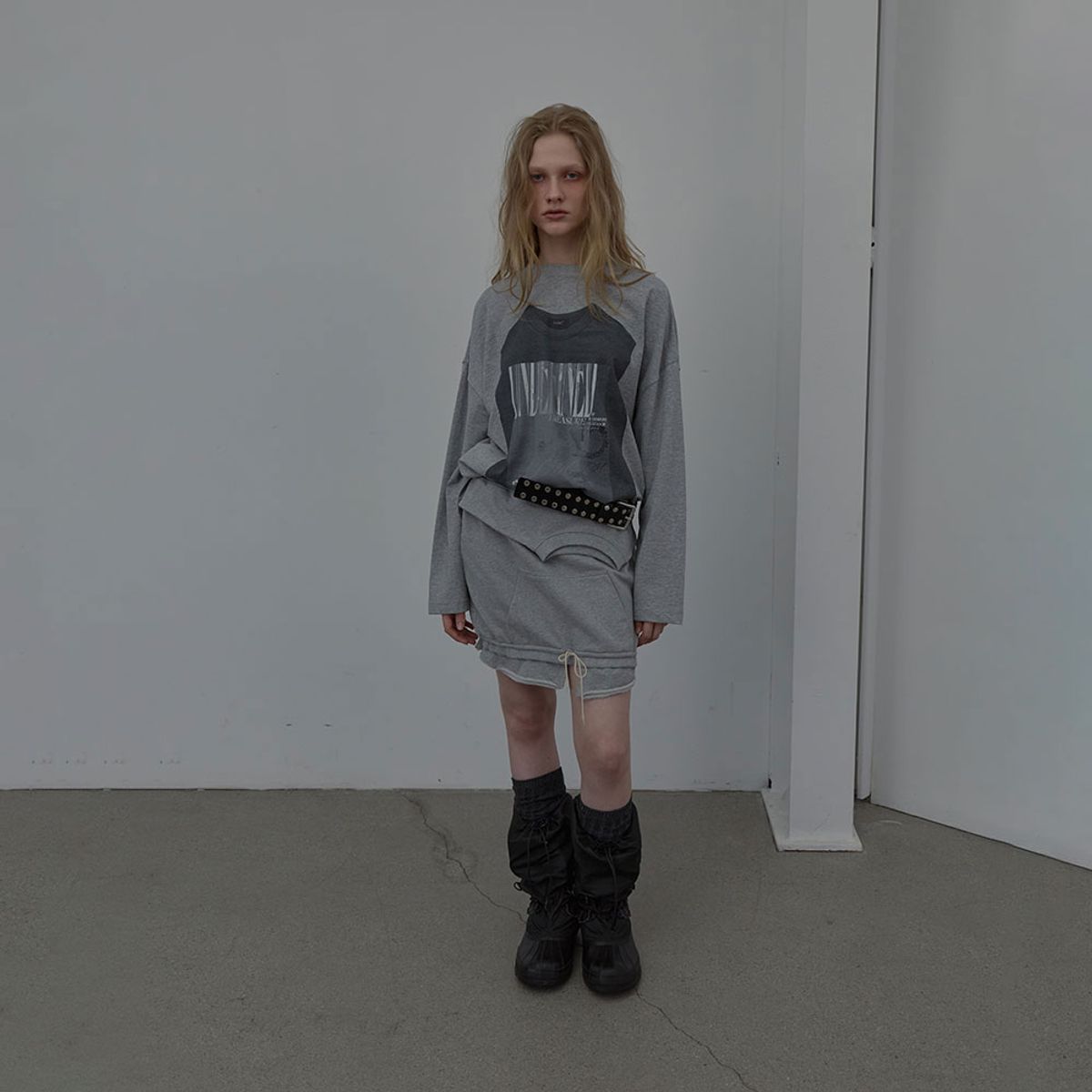 엘씨디씨티엠(LCDC™) NECK-LINE SWEAT SKIRT (MELANGE GREY)