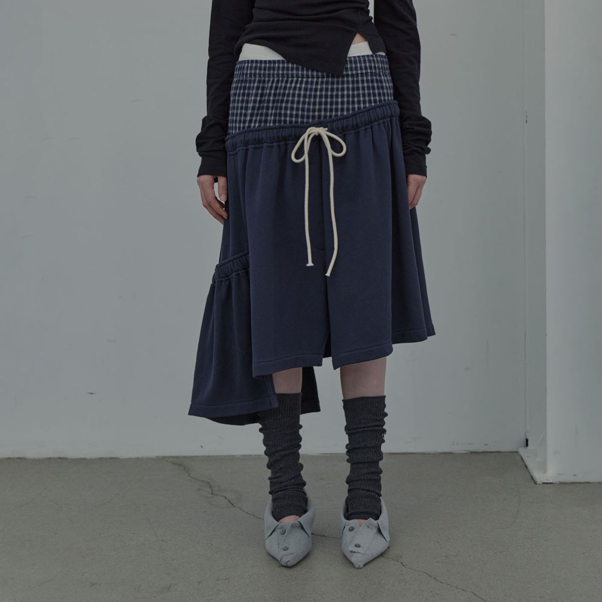 엘씨디씨티엠(LCDC™) CHECKMIX JERSEY SKIRT (NAVY)