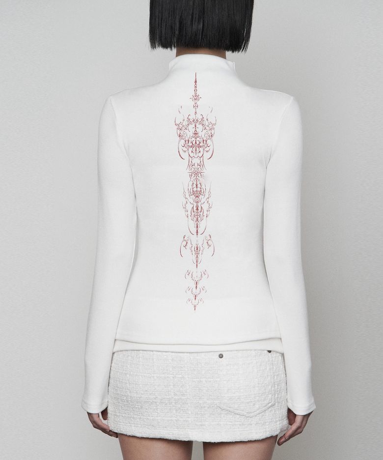 Pocket Half-turtleneck Button Long Sleeve (WHITE)