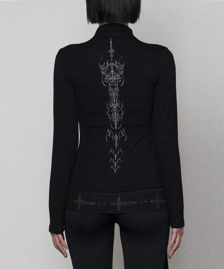 Pocket Half-turtleneck Button Long Sleeve (BLACK)
