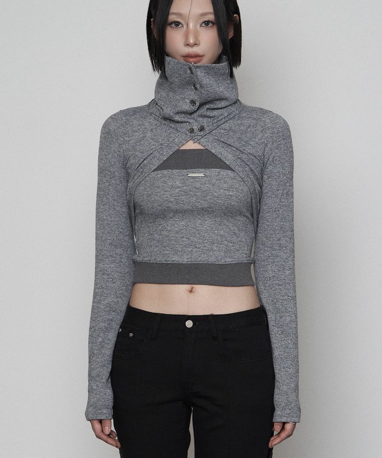 Polar Open Bolero Top Set (MELANGE GRAY)