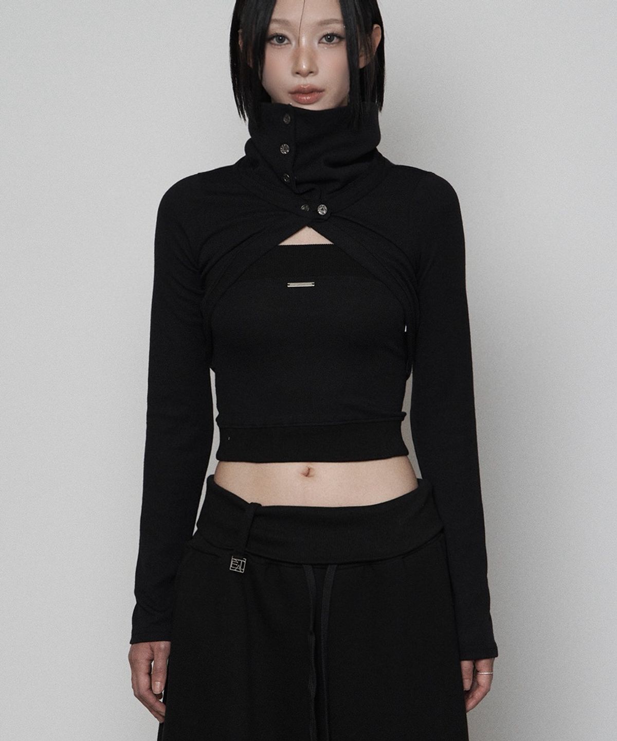 에트오소메(ETRE AU SOMMET) Polar Open Bolero Top Set (BLACK)