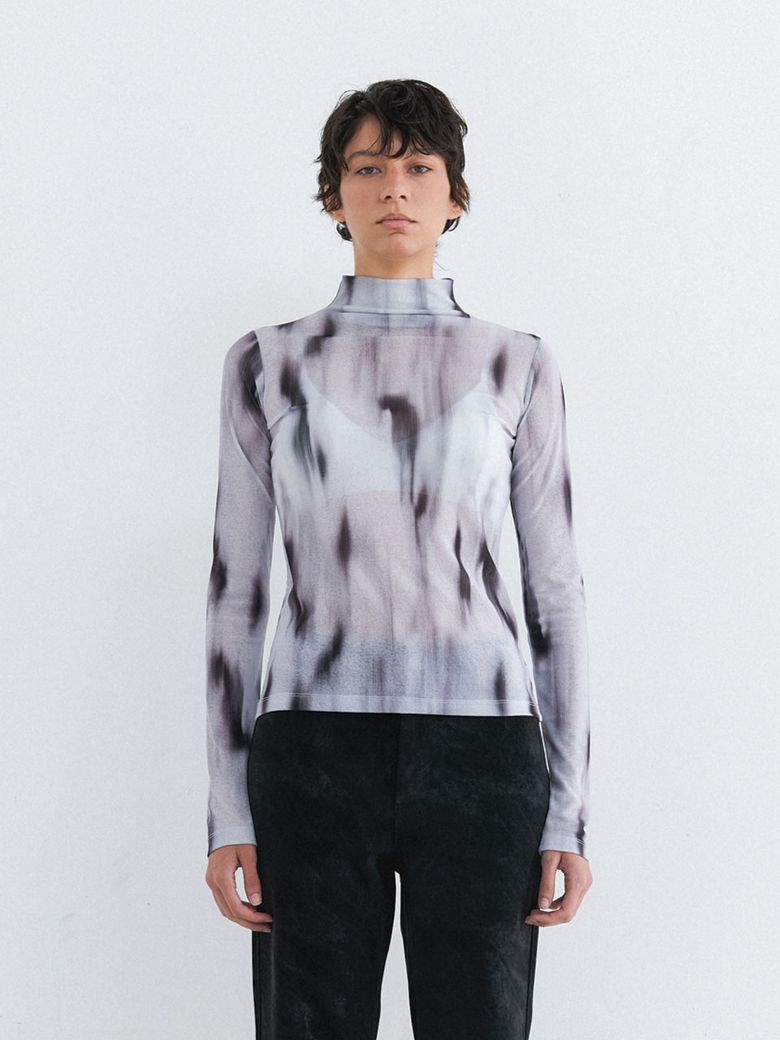 BRUSH PAINT MOCK NECK (GREY)