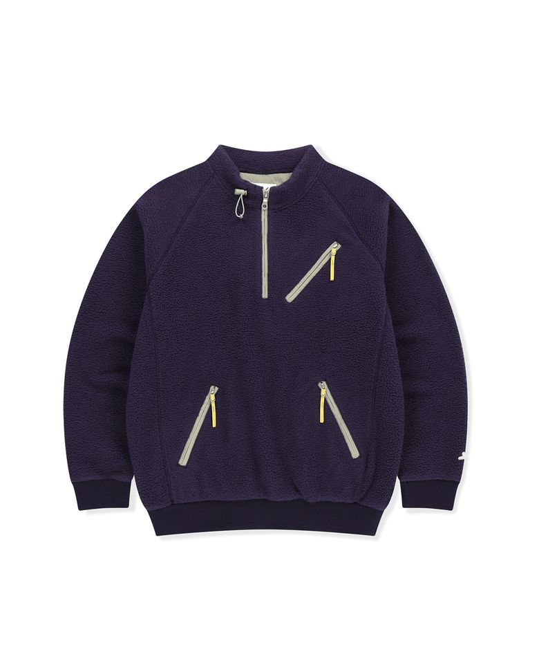 Zip Player Fleece Pullover Navy