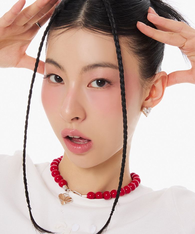 하트 빔 레드 제이드 네크리스(12MM)