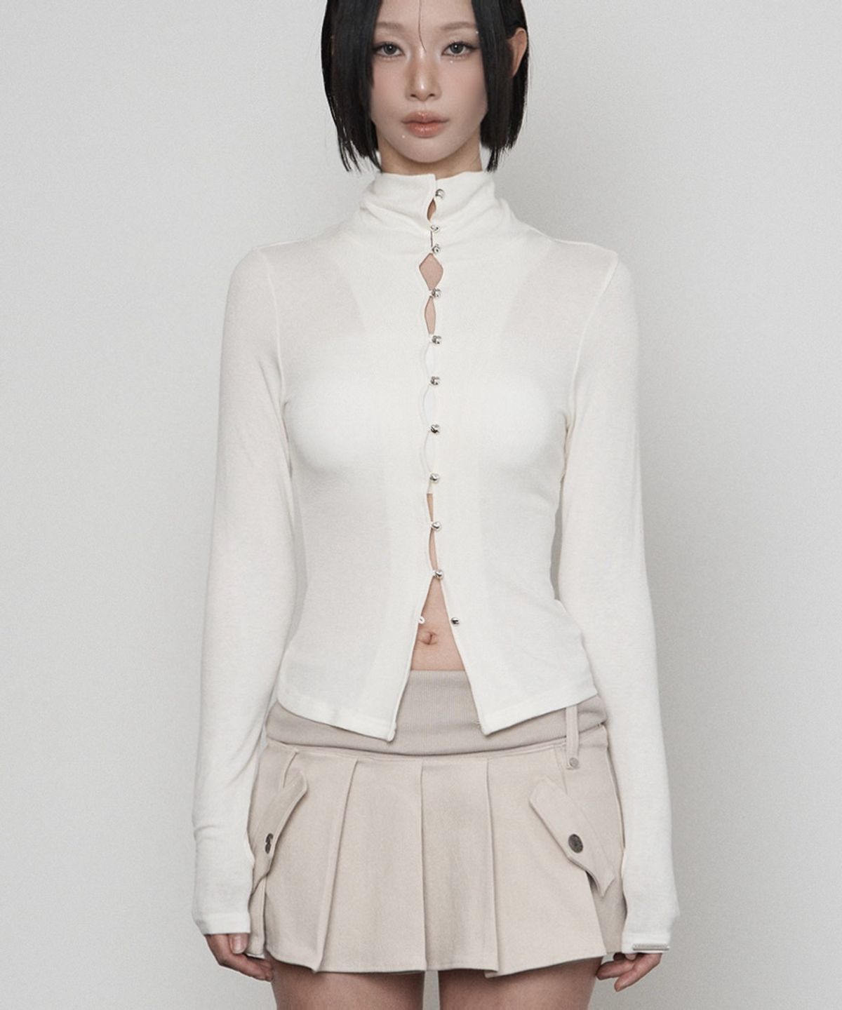 에트오소메(ETRE AU SOMMET) Polar Bean Button Cardigan (IVORY)