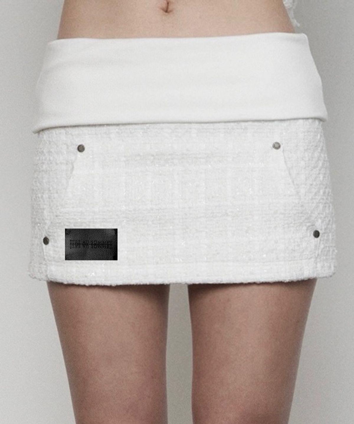 에트오소메(ETRE AU SOMMET) Rib Hoodie Pocket Tweed Skirt ( WHITE )