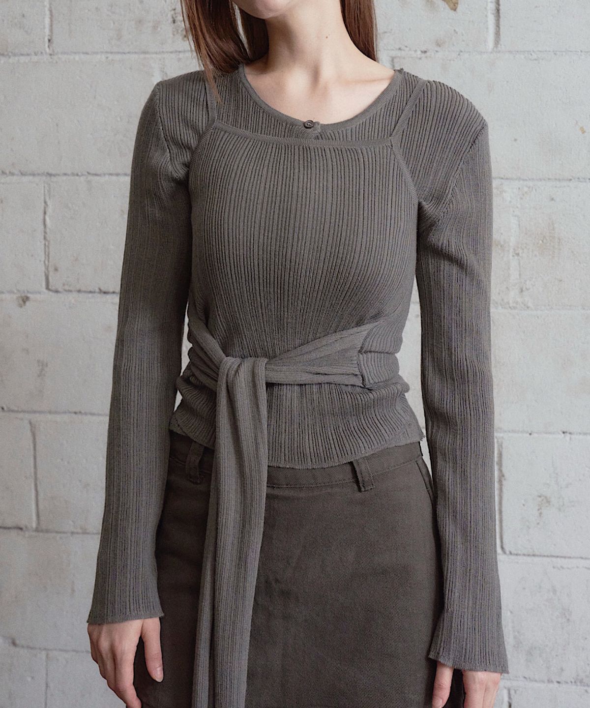 아포엠(APOEM) STRAP KNIT CARDIGAN SET (3C)