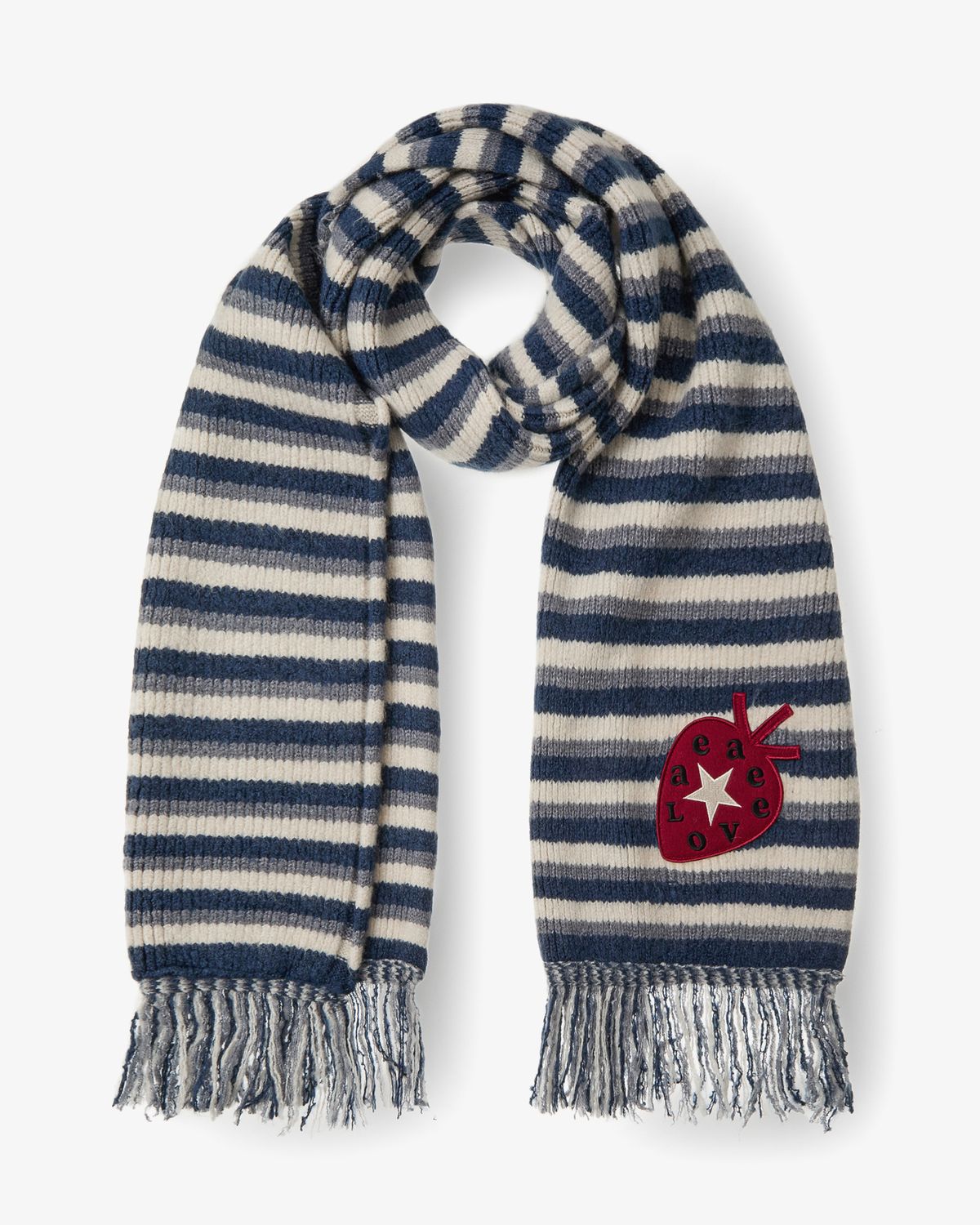 에이이에이이(AEAE) STRIPE TASSEL MUFFLER [BLUE]