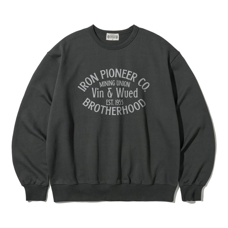 Iron Pioneer Co. Brotherhood 아이언 파이오니어 마이너 건메탈 빈티지 헤비웨이트 스웻셔츠