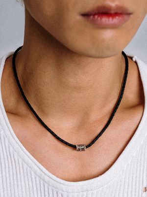 URM006 Black Pipe Pendant Leather Necklace
