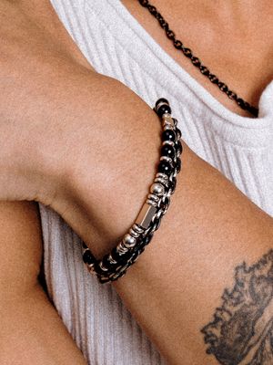 URM014 Layered Chain & Stone Bracelet