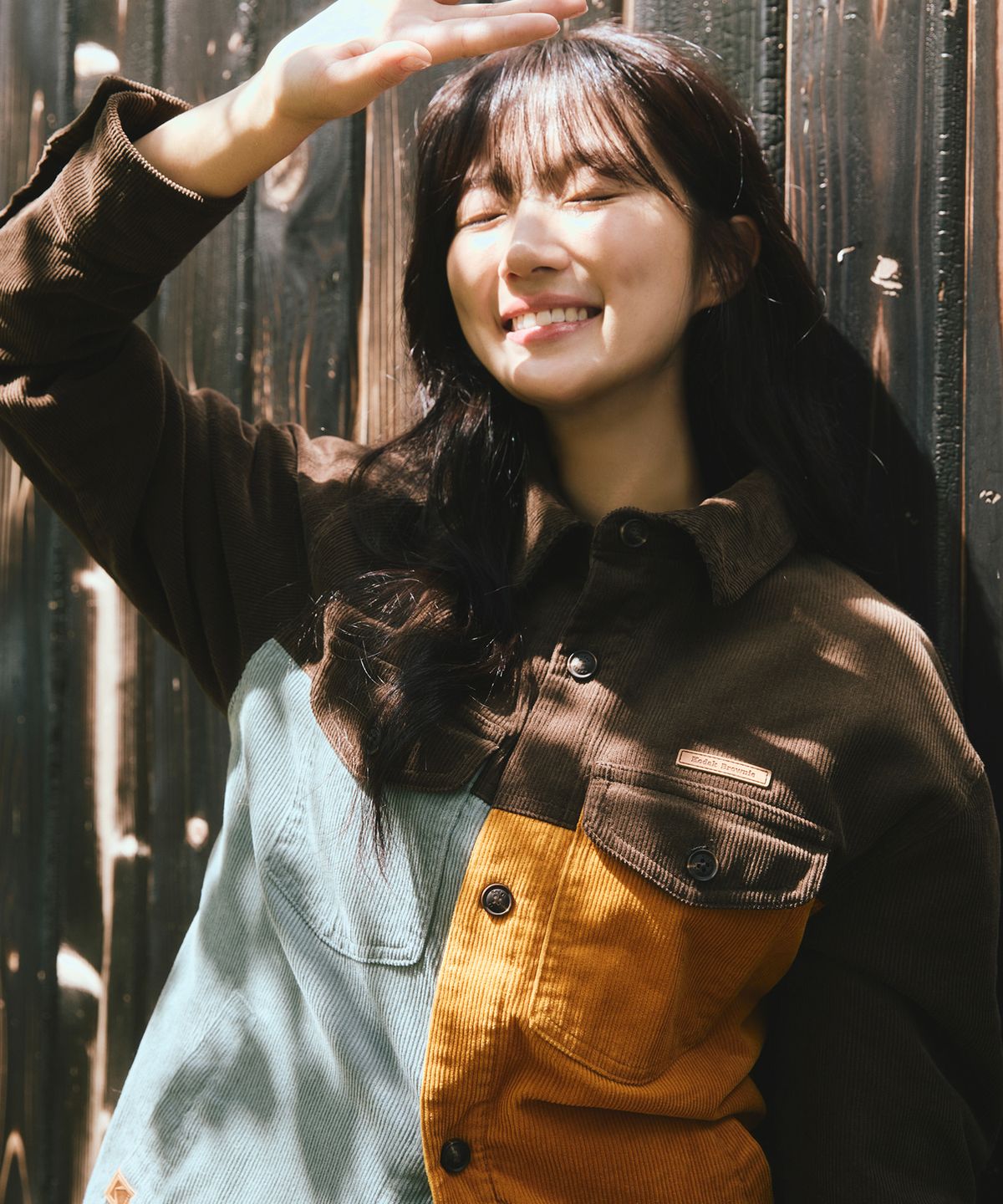 코닥(KODAK) 브라우니 컬러블럭 패딩 셔켓 BROWN