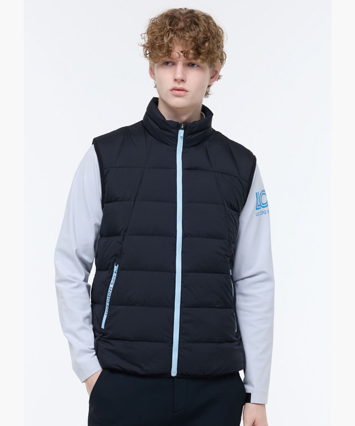 르꼬끄 골프(LECOQ GOLF) 남성 경량 퀼팅 다운 베스트 _BLCK GQ421MWVO2