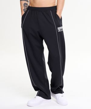 자이언트핏 라인 트랙 팬츠 와이드 짐웨어 트레이닝 운동복 밴딩 바지 M 블랙2