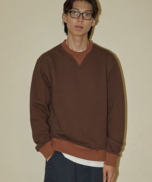 NO.117 거셋 스티치 빈티지 스웨트셔츠(브라운)