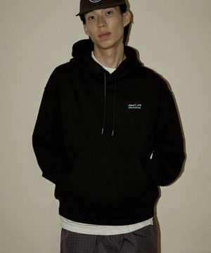 NO.424 CAW 베이직 로고 후드티셔츠(블랙)
