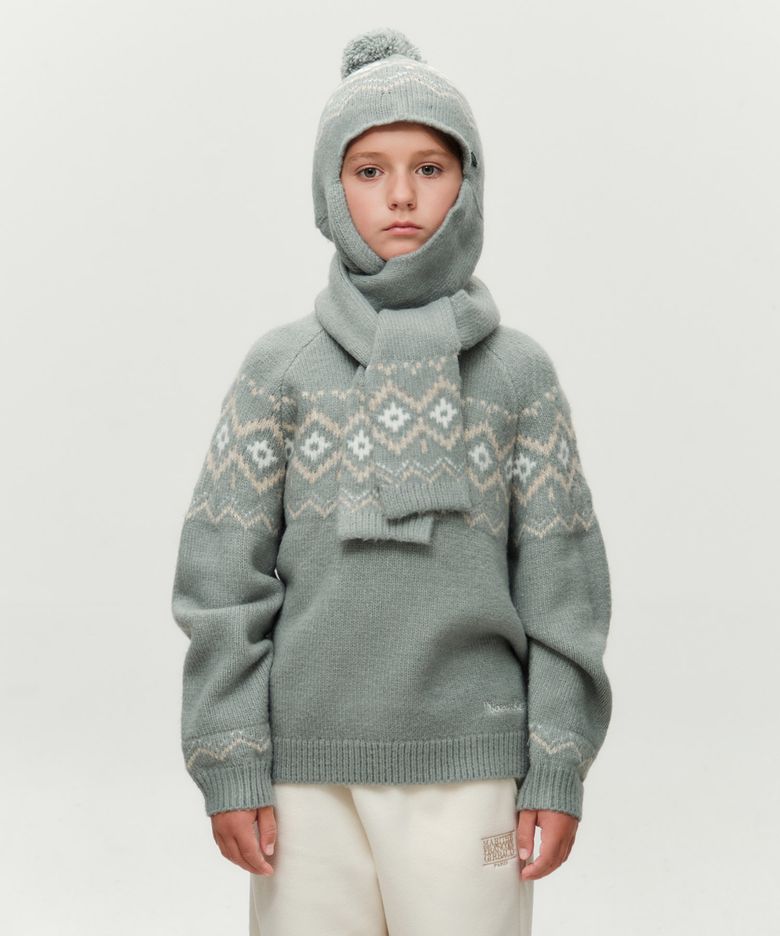 KIDS NORDIC BALACLAVA MUFFLER mint