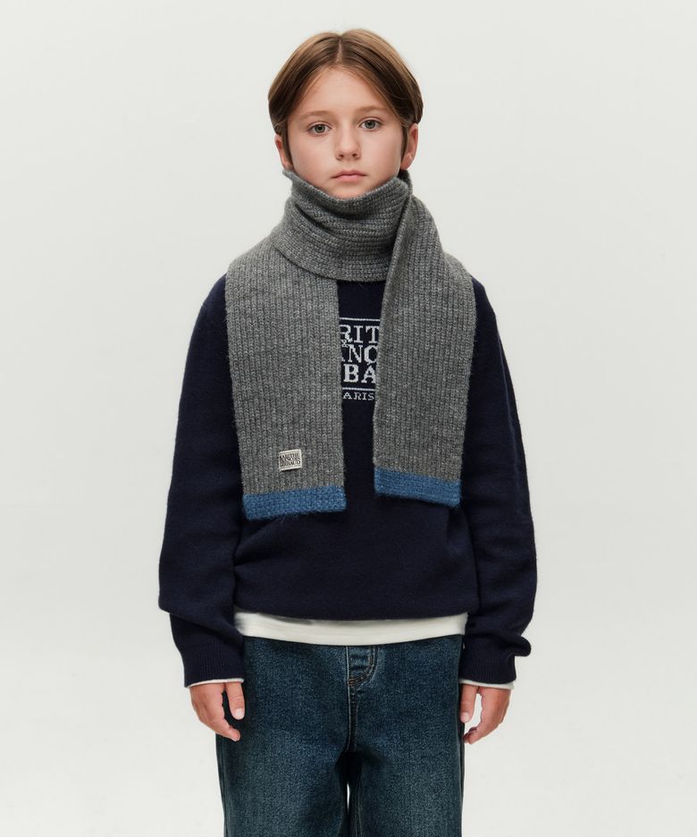 KIDS CLASSIC LOGO KNIT MUFFLER heather gray