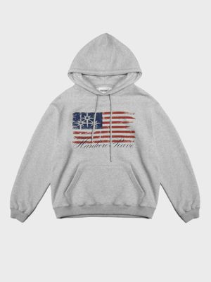 SP 성조기 후드 티셔츠 멜란지그레이