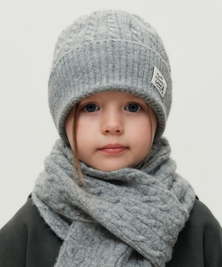KIDS CABLE BEANIE heather gray