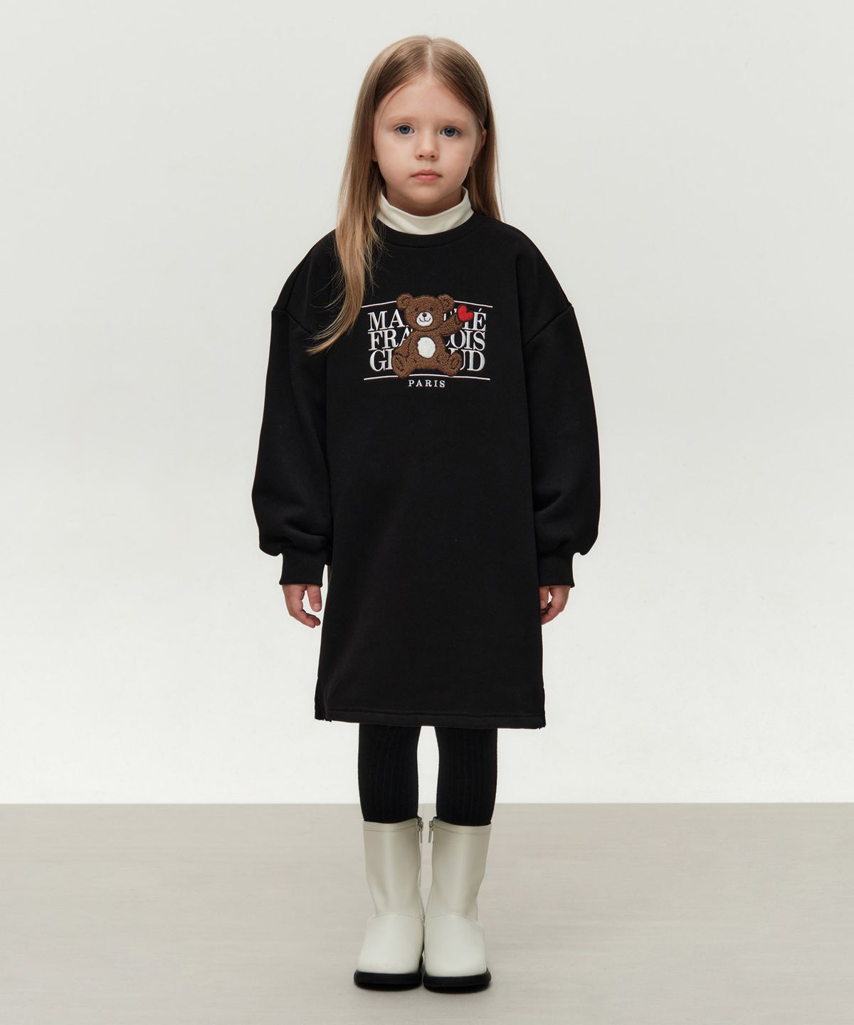 마리떼 키즈(MARITHÉ KIDS) KIDS BEAR CLASSIC LOGO SWEAT DRESS (BRUSHED) black