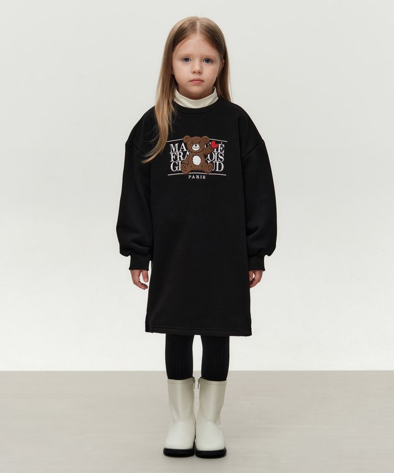 KIDS BEAR CLASSIC LOGO SWEAT DRESS (BRUSHED) black