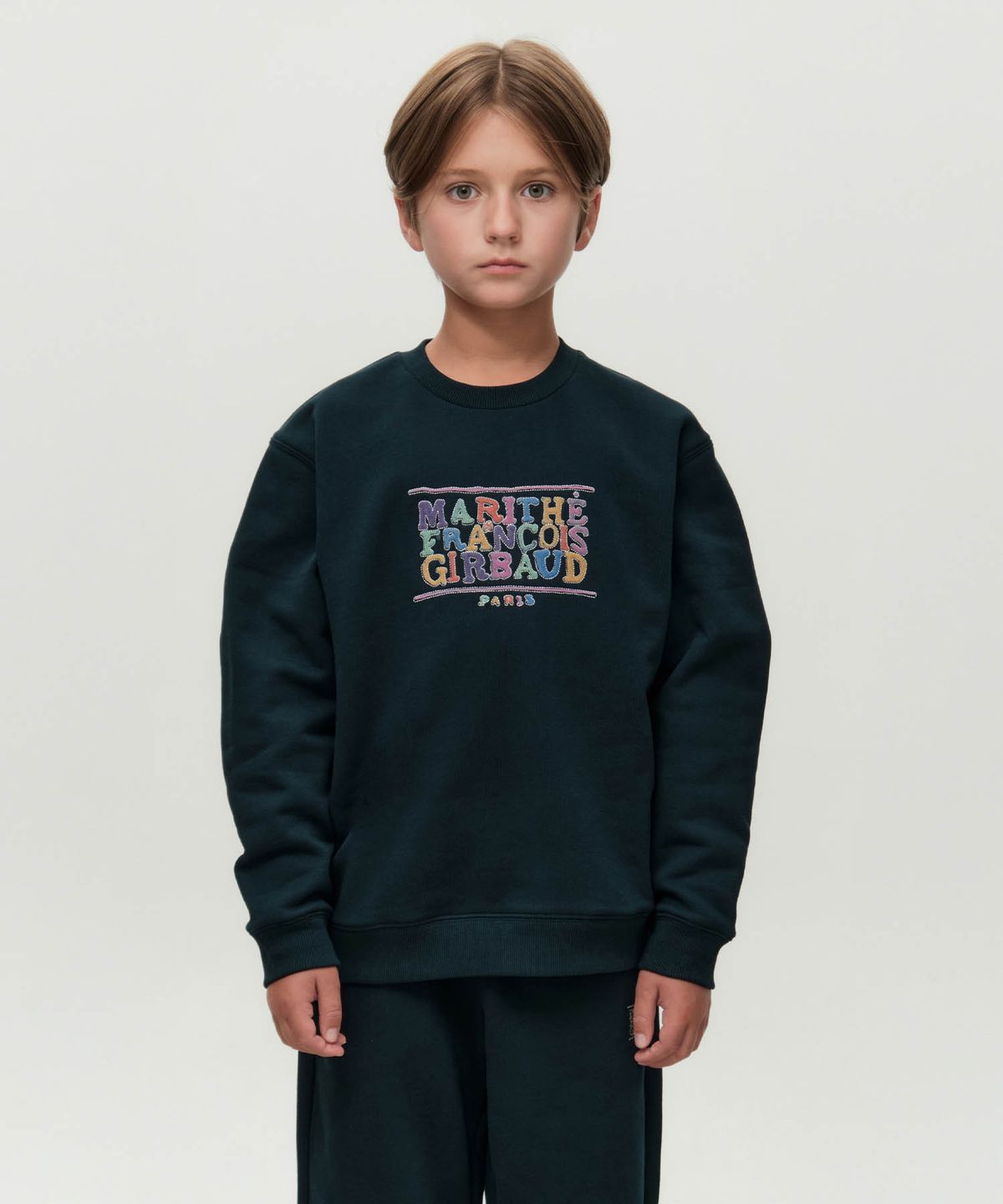 마리떼 키즈(MARITHÉ KIDS) KIDS DOODLE CLASSIC LOGO SWEATSHIRT (BRUSHED) dark green
