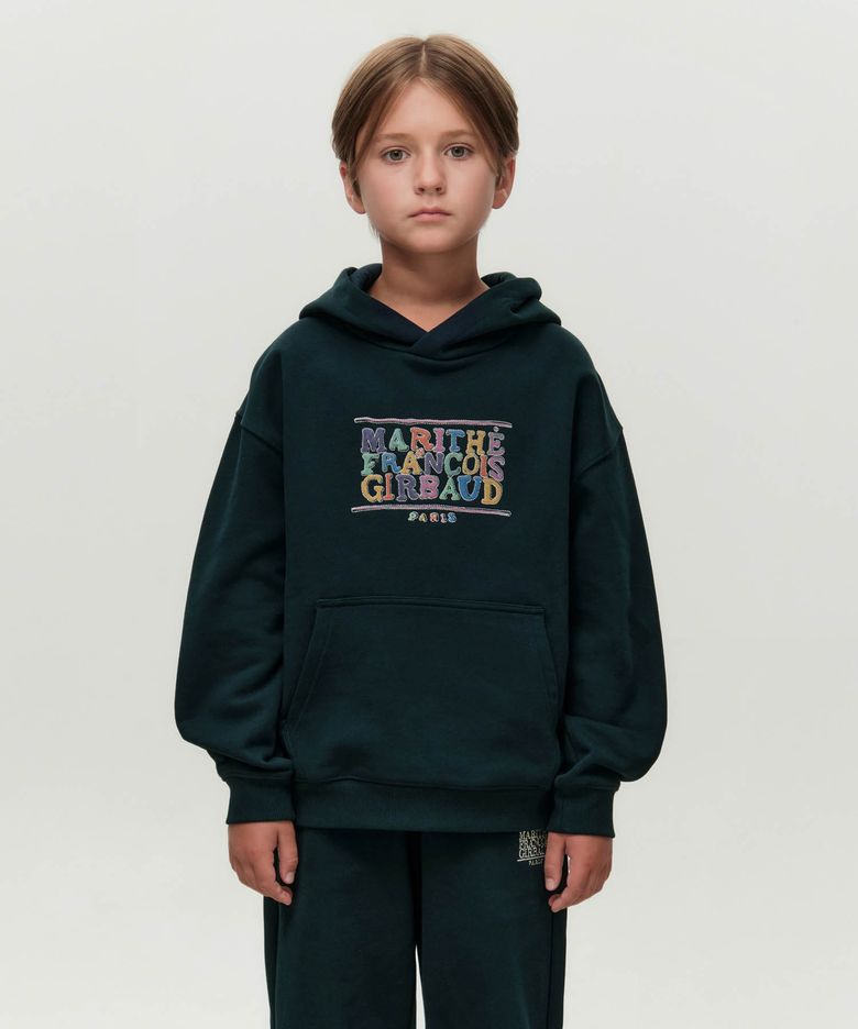 KIDS DOODLE CLASSIC LOGO HOODIE (BRUSHED) dark green