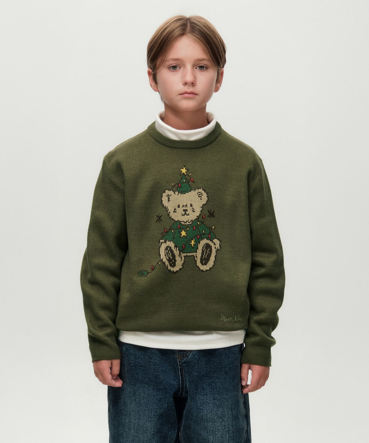 마리떼 키즈(MARITHÉ KIDS) KIDS HOLIDAY BEAR KNIT PULLOVER khaki