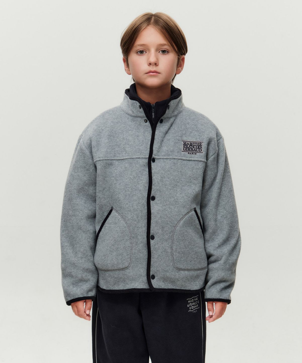 마리떼 키즈(MARITHÉ KIDS) KIDS CLASSIC LOGO LIGHT WEIGHT FLEECE JACKET heather gray