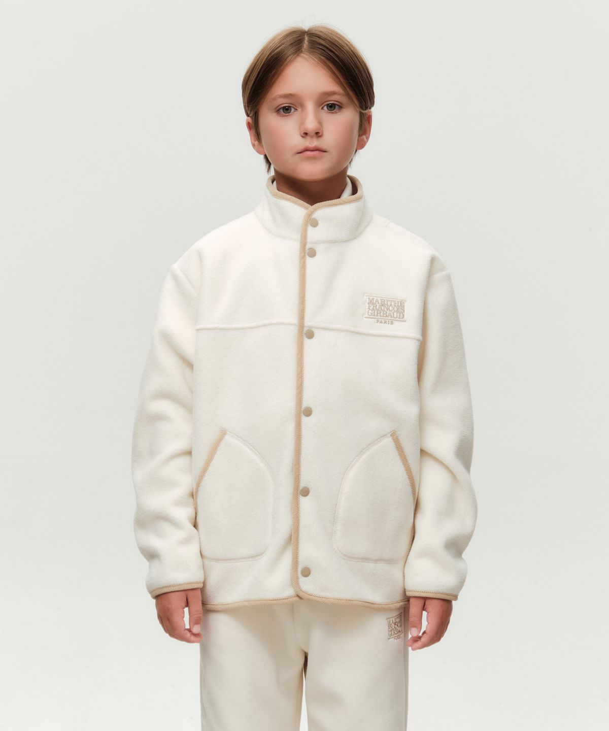 마리떼 키즈(MARITHÉ KIDS) KIDS CLASSIC LOGO LIGHT WEIGHT FLEECE JACKET ivory