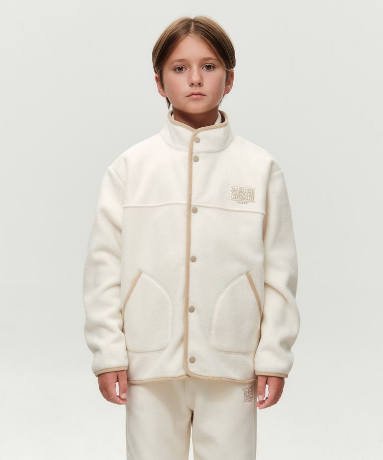 KIDS CLASSIC LOGO LIGHT WEIGHT FLEECE JACKET ivory
