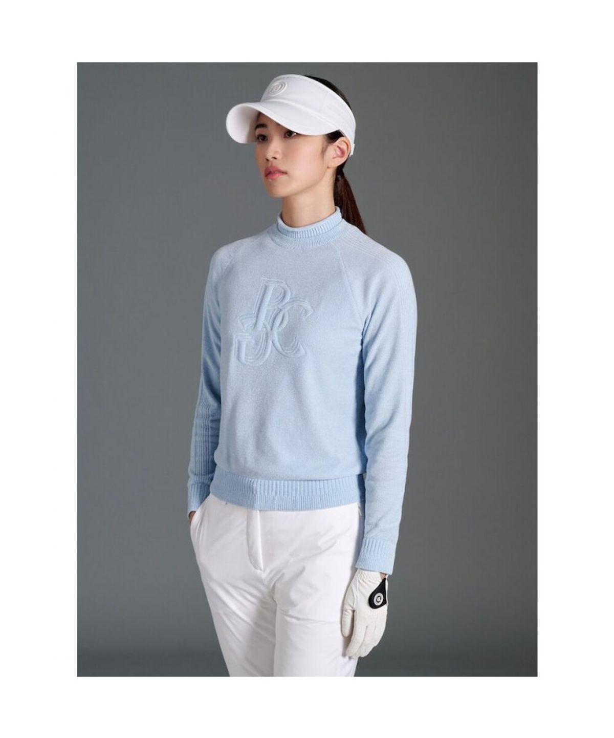 빈폴골프(BEANPOLE GOLF) 여성 원포인트 이중넥 풀오버 - 스카이 블루