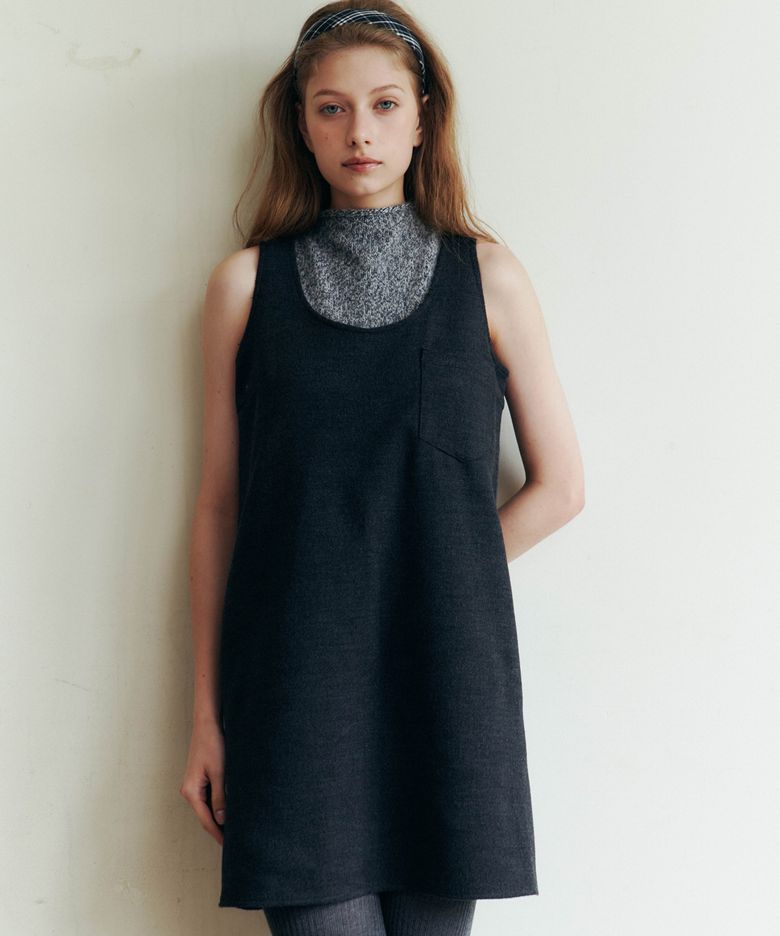 Lamb Wool Mini Dress (Charcoal)