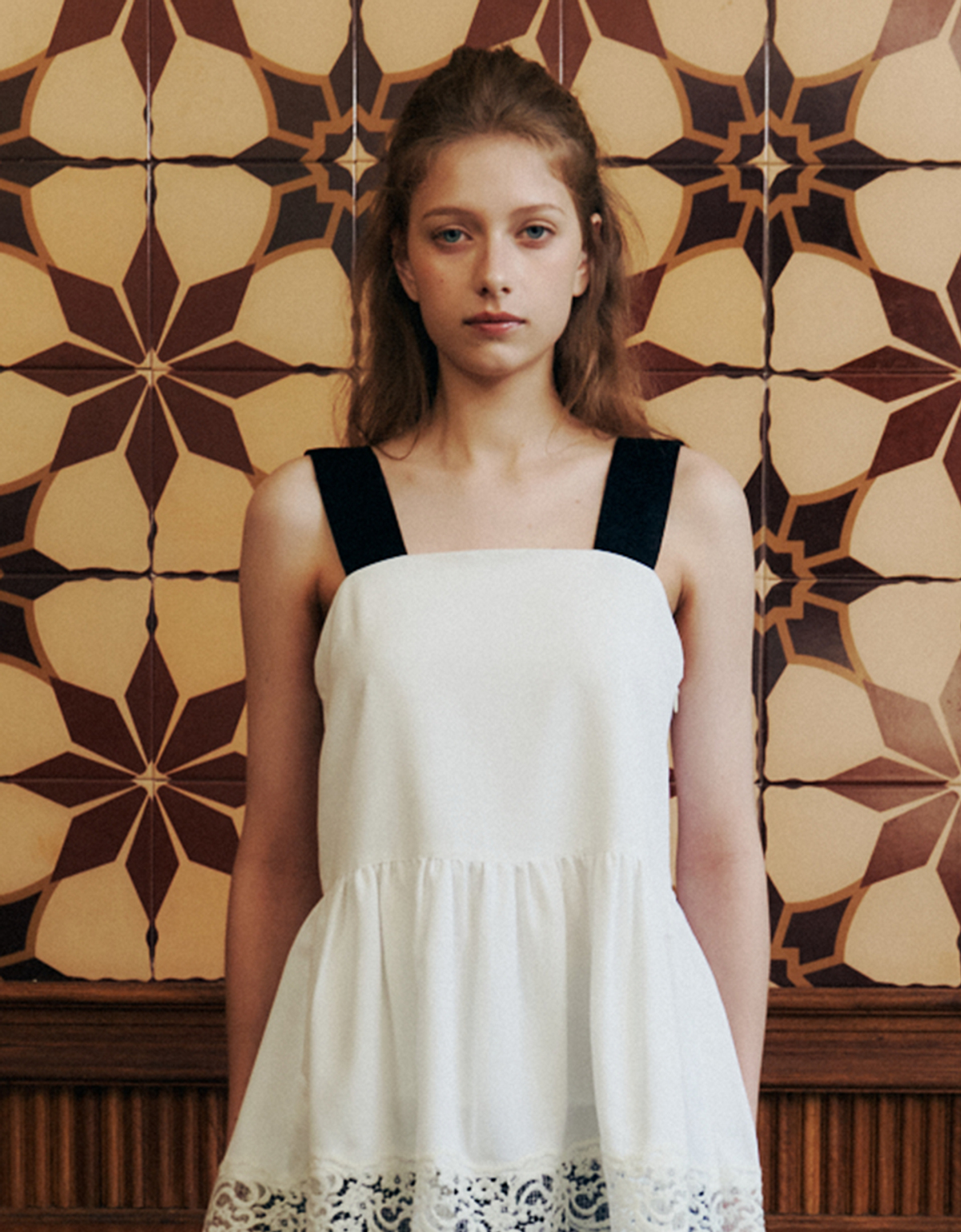 러브어스유(LOVEUSU) French Two-Tone Blouse (White)
