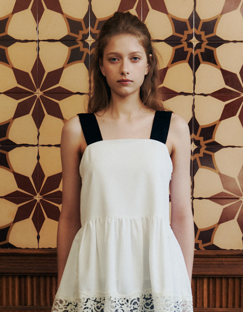 French Two-Tone Blouse (White)