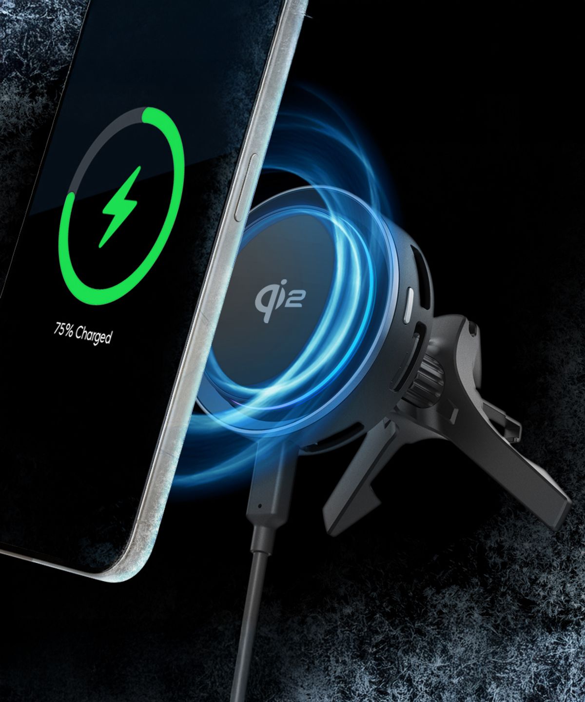 슈피겐(SPIGEN) Qi2 쿨링 펠티어 맥세이프 차량용 핸드폰 거치대 고속 무선 충전기 EV15MAA 송풍구형