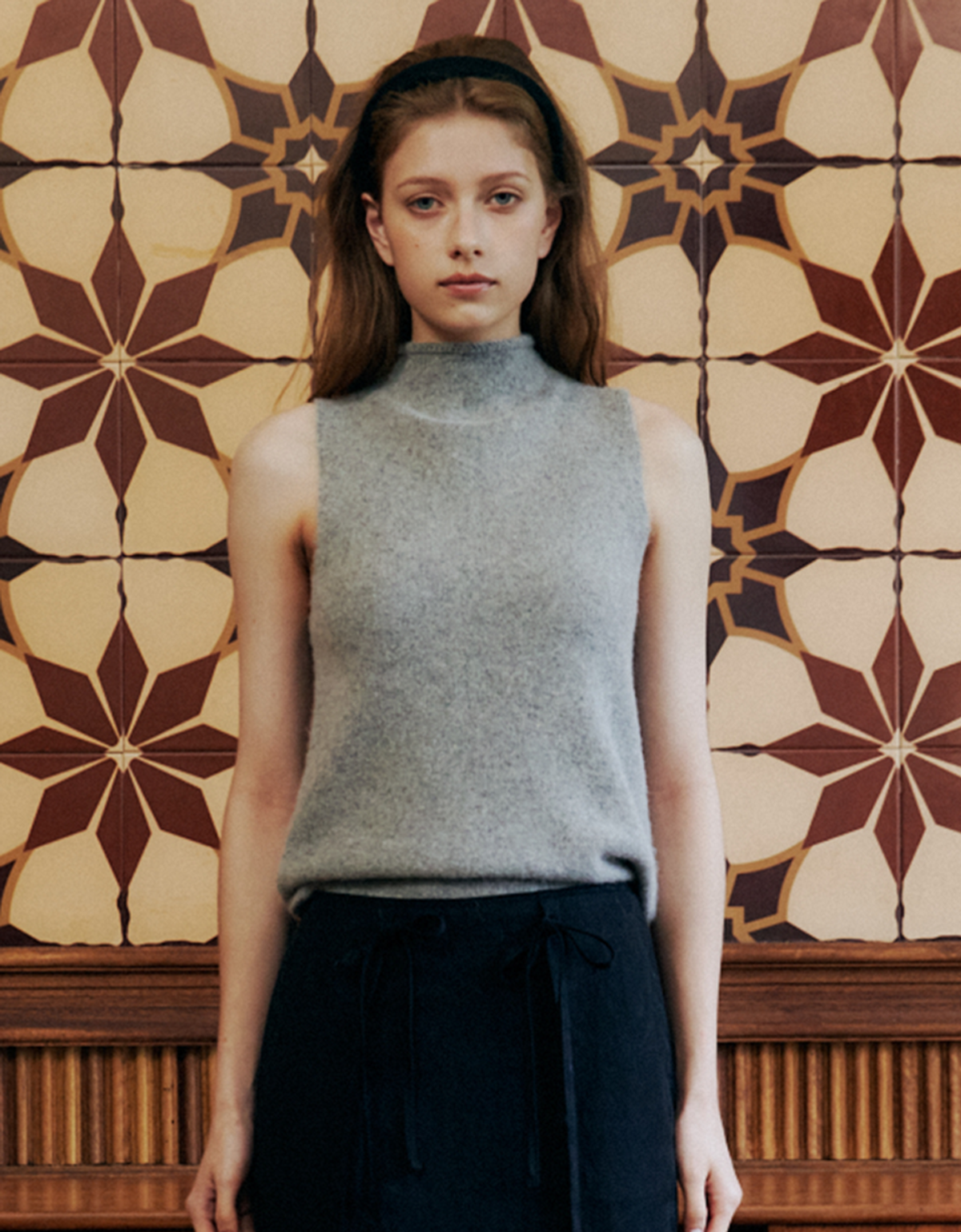 러브어스유(LOVEUSU) Wool Halter Neck Sleeveless Knit (Gray)