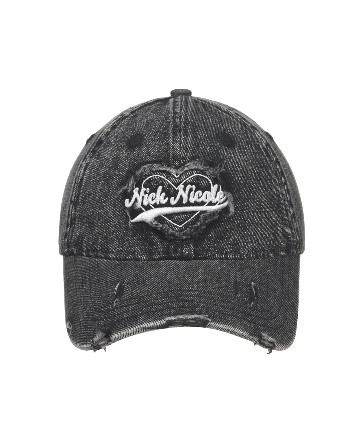 닉앤니콜(NICK&NICOLE) DESTROYED HEART DENIM BALL CAP_BLACK